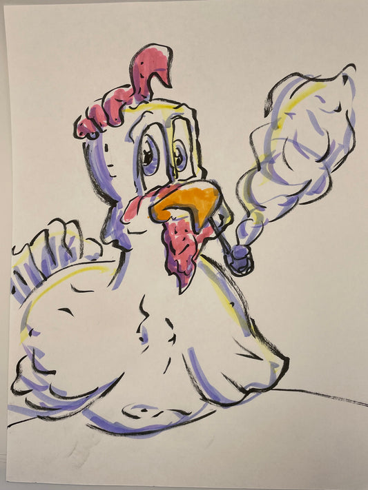 Chicken Smoking a Pipe