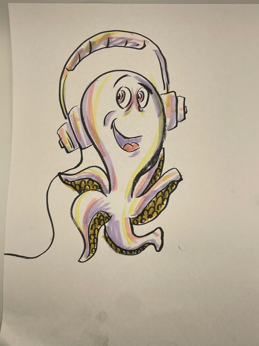 Octopus Wearing Headphones
