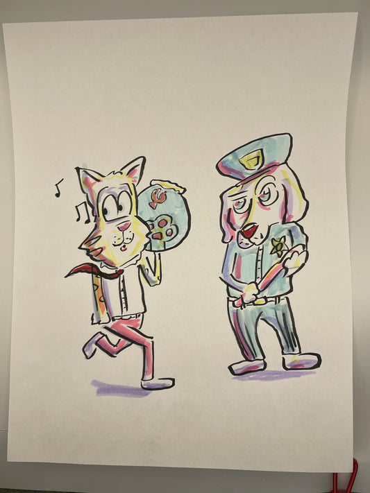 Cat with Policeman Dog
