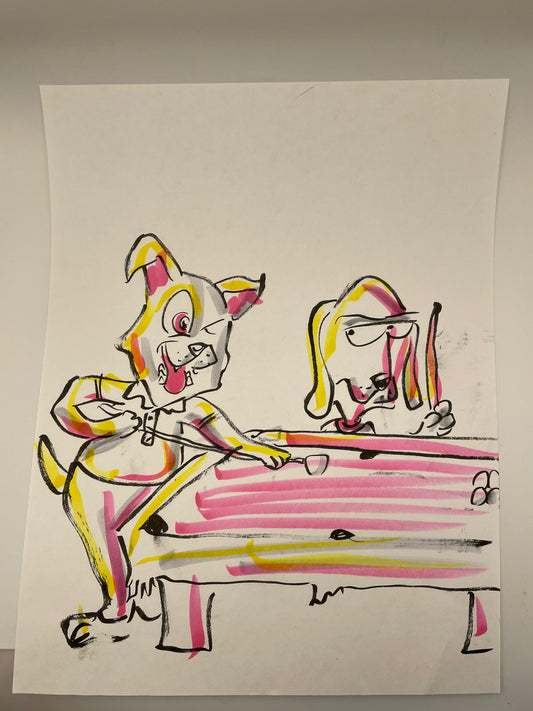 Cat & Dog Playing Pool