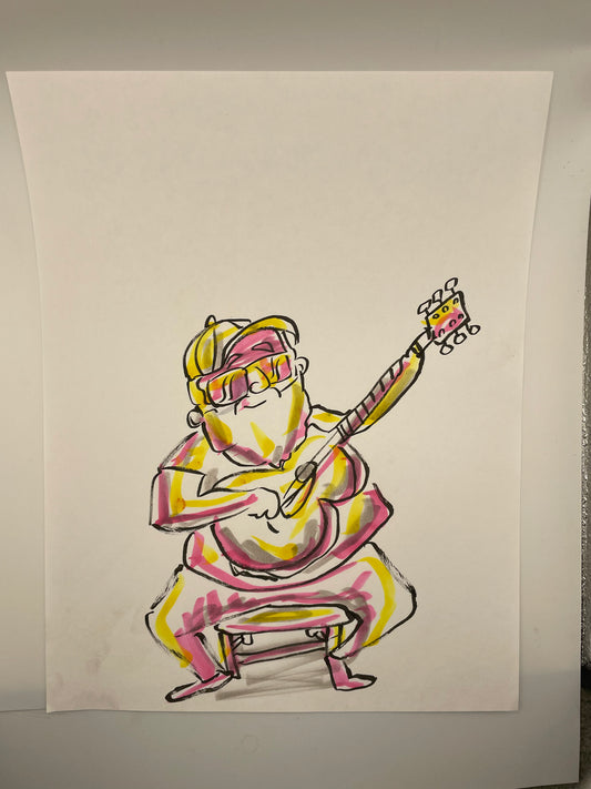 Bearded Man Playing Guitar